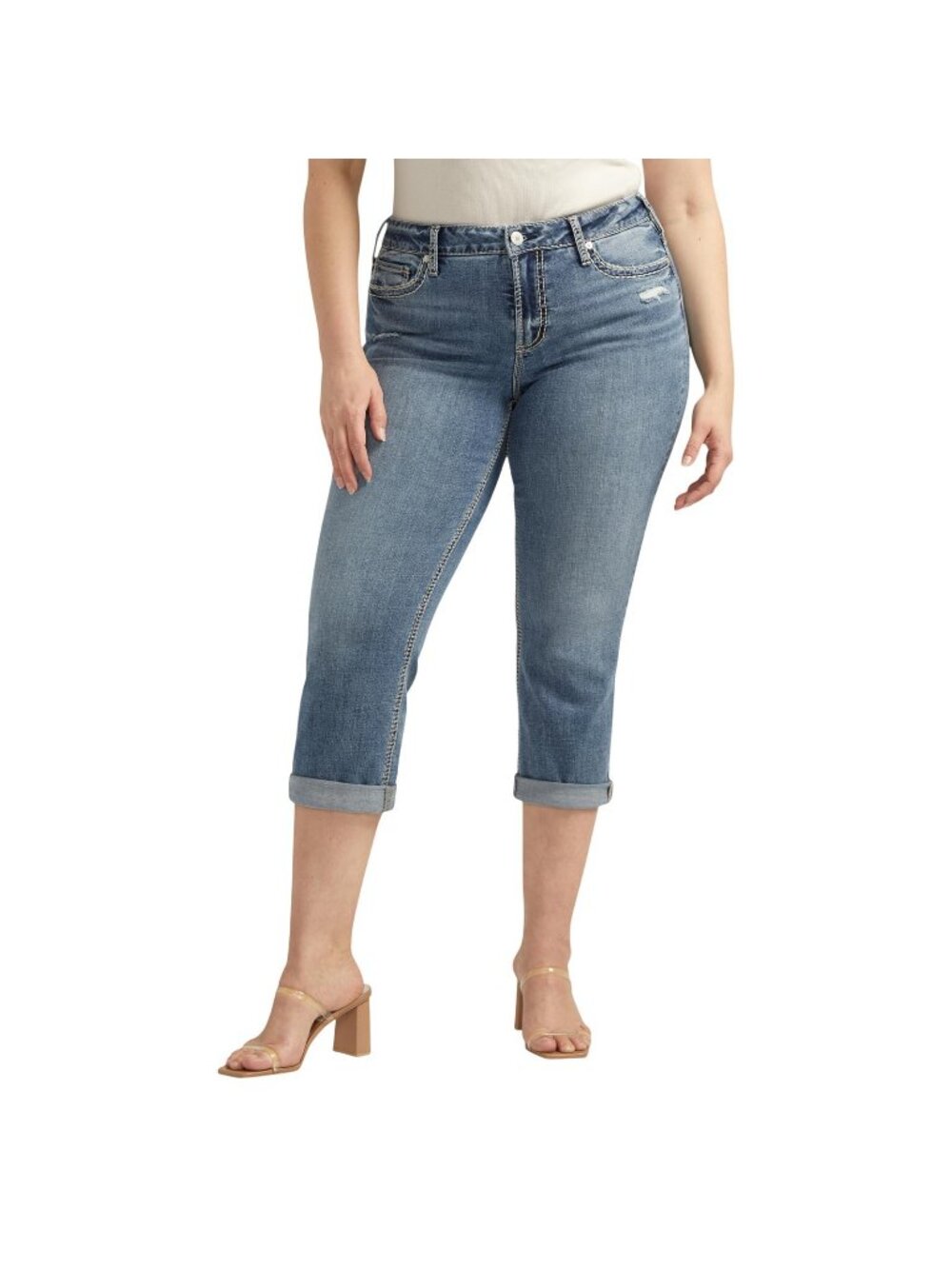 NWT Silver Jeans Co. Suki Mid Rise Curvy Fit Capri Jeans Indigo Blue 20W